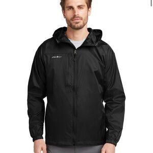 Eddie Bauer Men's Black Packable Wind Raincoat Jacket